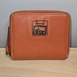 DOONEY & BOURKE Vibrant Orange Pebbled Leather Zip Around Wallet